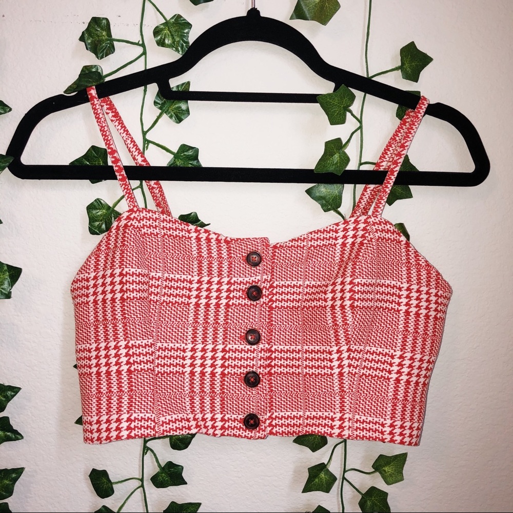 RED/WHITE CROP TOP